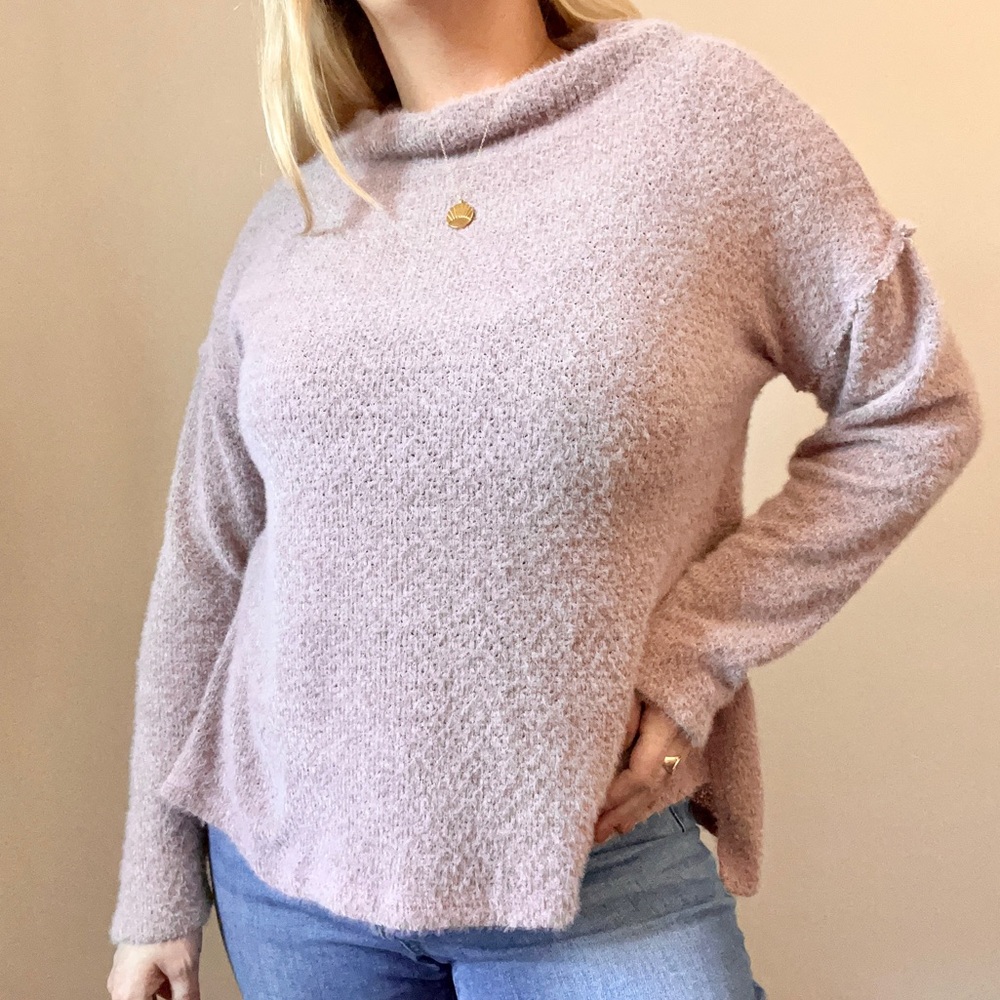 Anthropologie Lavender Soft Mock Neck Sweater - Picture 3 of 11
